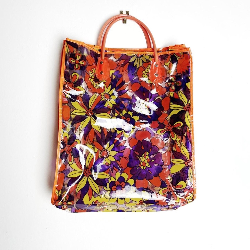 1960s PVC Orange Floral Groovy Tote bag